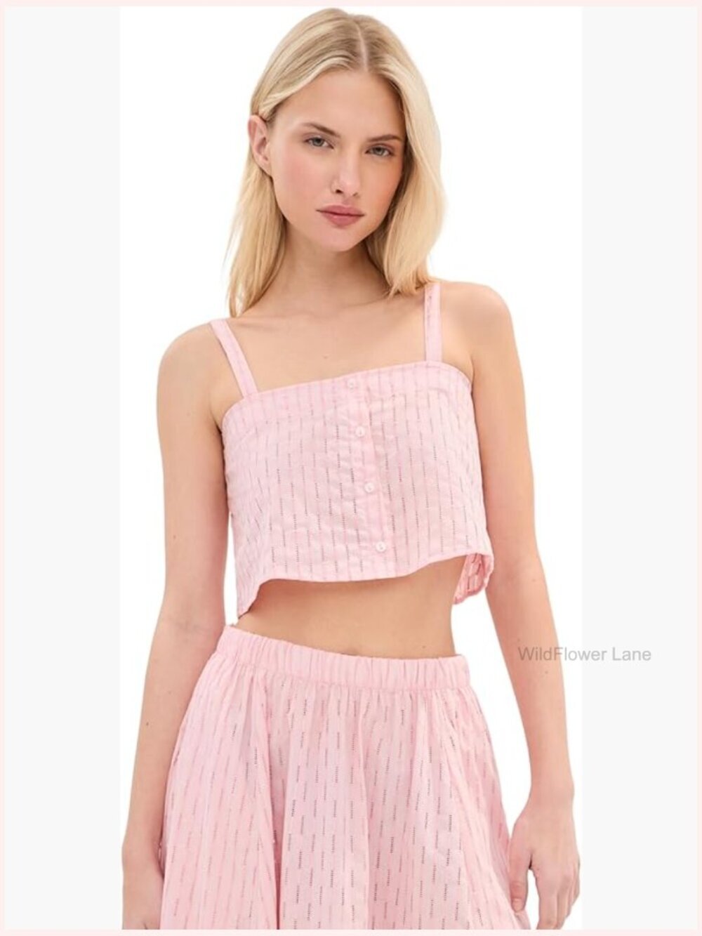 Eyelet Square Neck Tank Top with Adjustable Straps